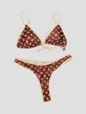 Sz.M*SHEIN*NWOT*2-Pc. Brown/Cream Thong Bikini